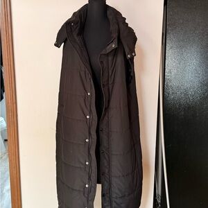 Women's Long Black Puffer Coat with High Collar